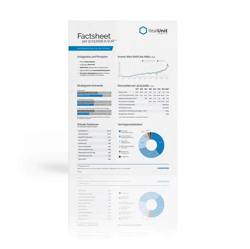 RealUnit Factsheet 2026 Q1 EUR de Mockup